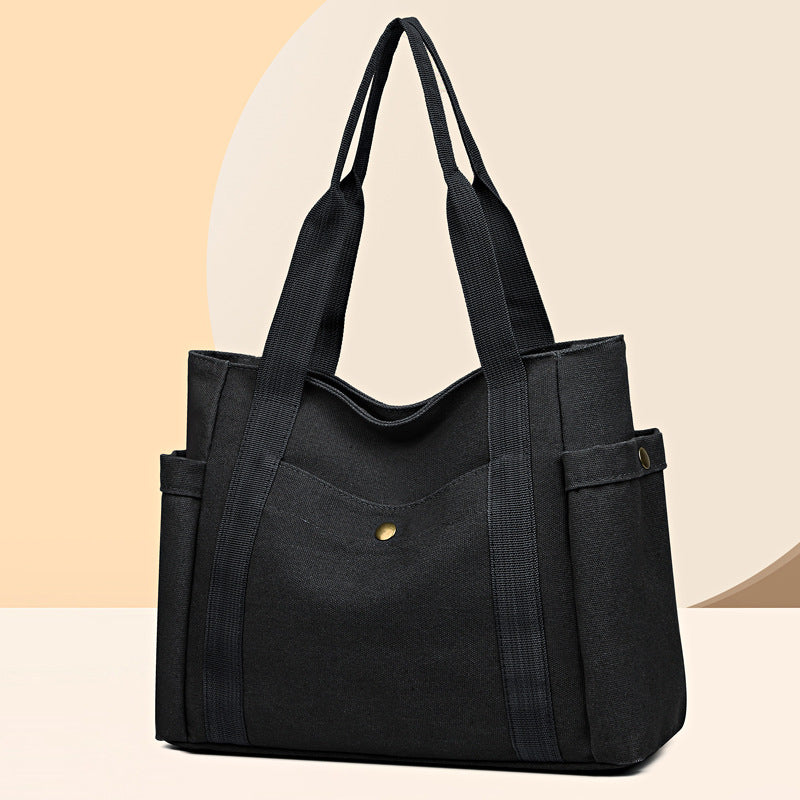 Large capacity tote canvas bag commuter versatile shoulder bag