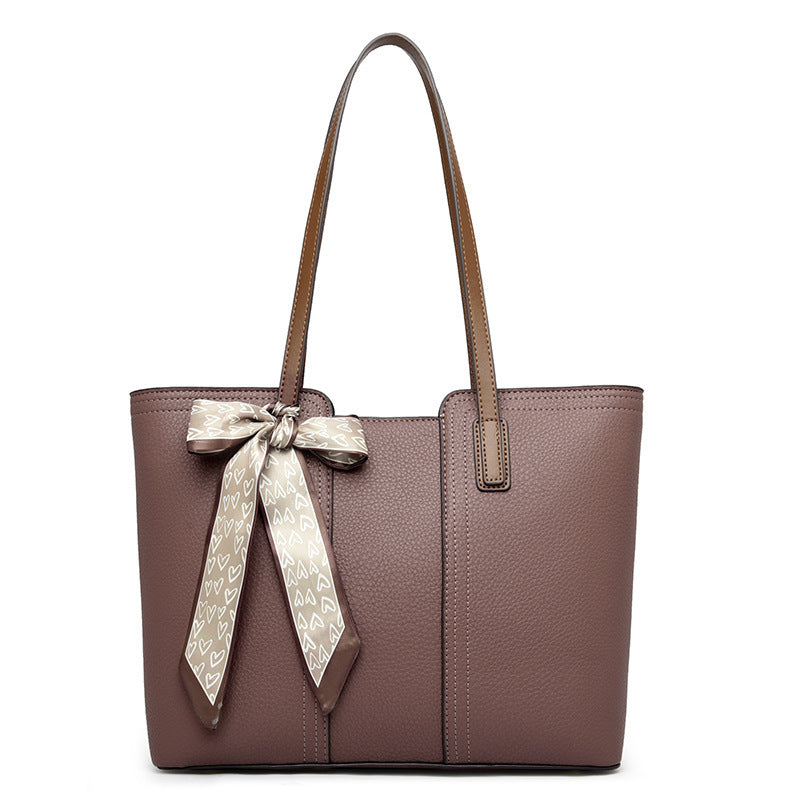 Simple silk scarf tote bag large capacity shoulder bag ladies handbag