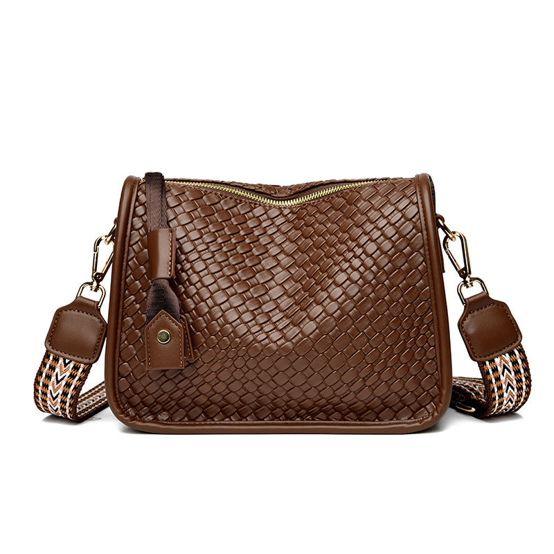 Woven pattern simple versatile commuter shoulder bag large capacity crossbody bag dumpling bag
