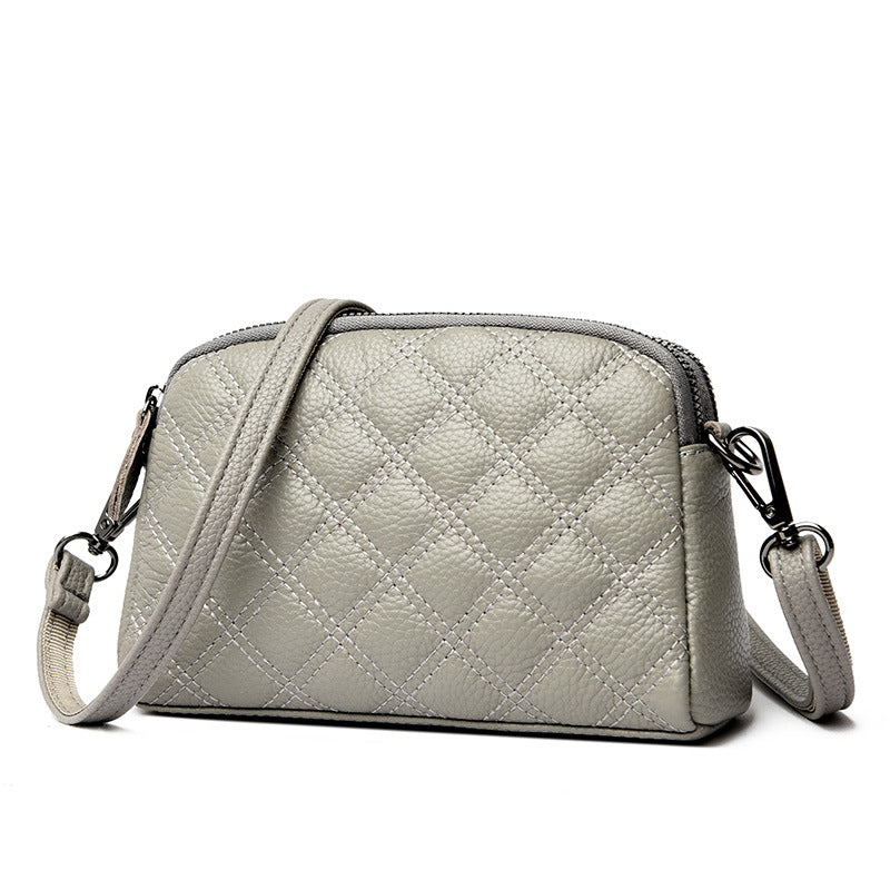 Genuine leather women's bag high-grade diamond-shaped ladies shoulder bag new style first layer cowhide crossbody bag handbag