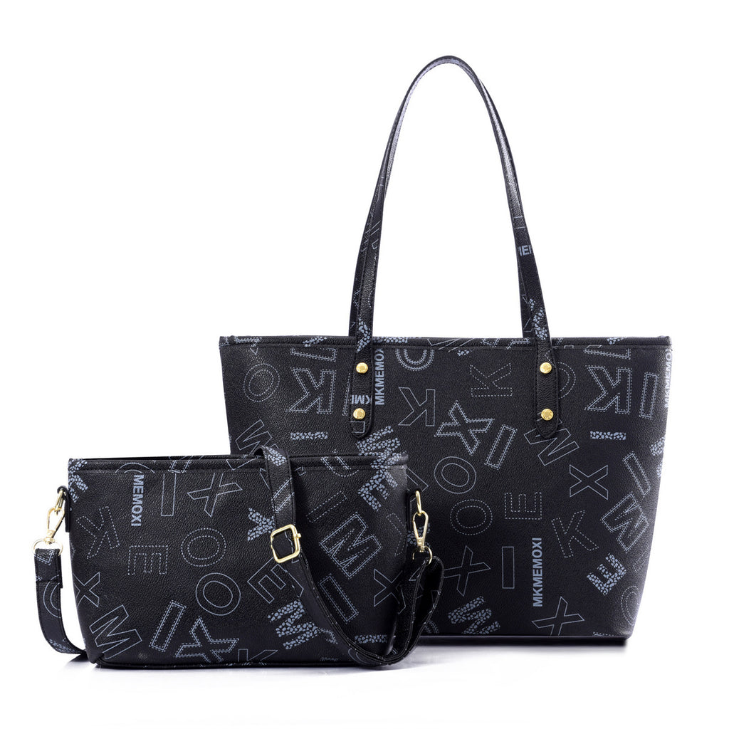 Printed mother-and-child bag two-piece set tote bag plaid large bag shoulder crossbody bag handbag