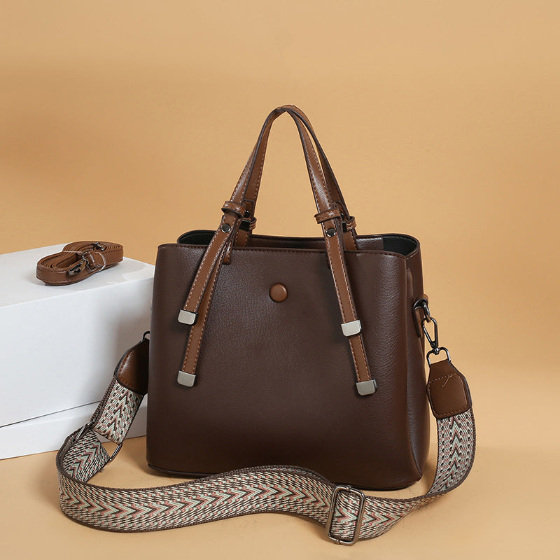 Retro high-quality tote handbag for women, simple and fashionable, large-capacity commuting shoulder messenger bag