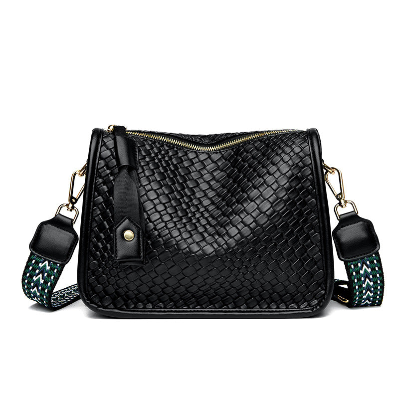 Woven pattern simple versatile commuter shoulder bag large capacity crossbody bag dumpling bag