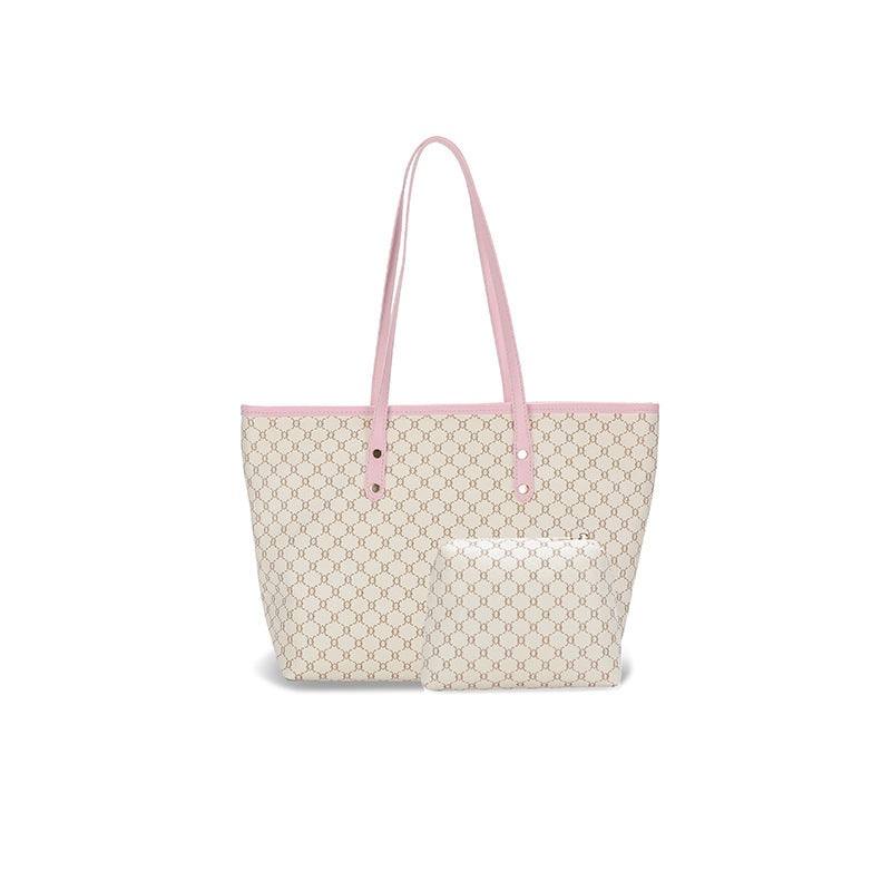 Large capacity mother-and-child bag, shoulder bag, printed plaid tote bag, high-end handbag