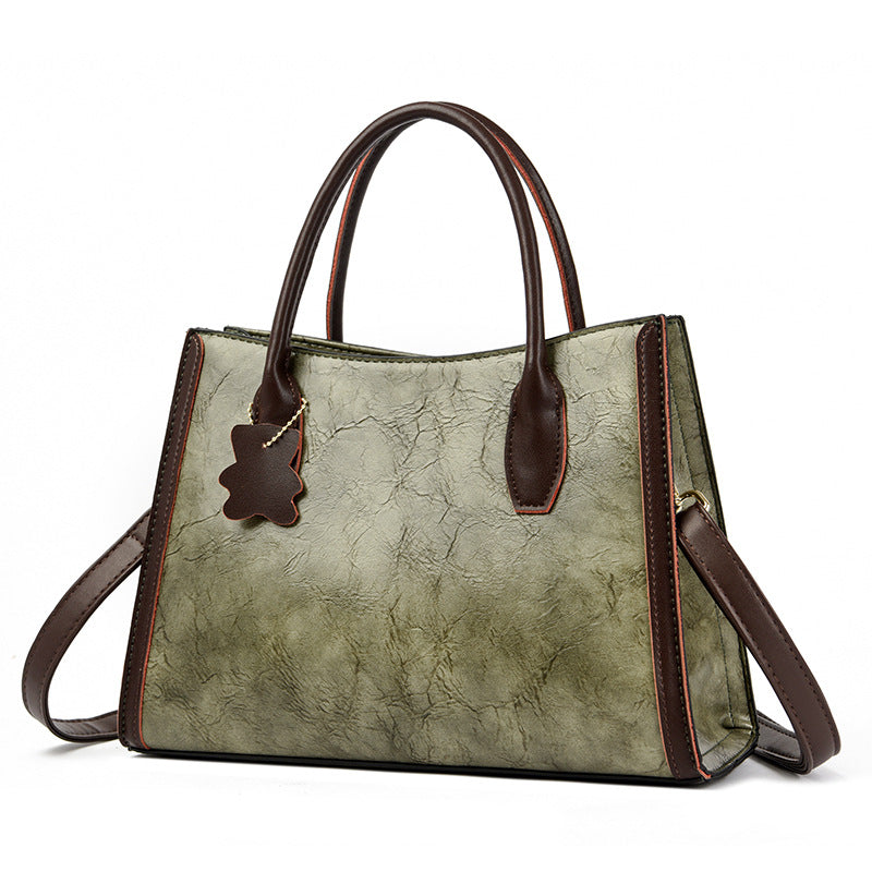 Large Capacity Handbag Women's Soft Leather Retro Shoulder Messenger Bag