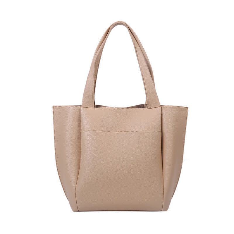 Simple women's handbag large capacity high-grade soft leather shoulder bag