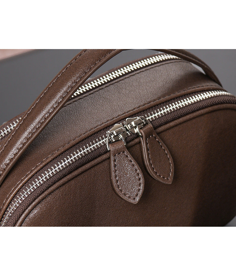 Saddle bag shoulder messenger bag design high-end large capacity genuine leather pleated simple bag