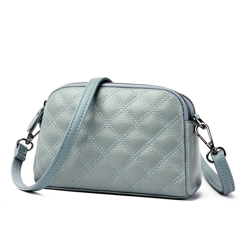 Genuine leather women's bag high-grade diamond-shaped ladies shoulder bag new style first layer cowhide crossbody bag handbag