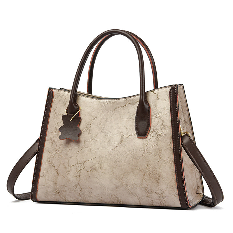 Large Capacity Handbag Women's Soft Leather Retro Shoulder Messenger Bag