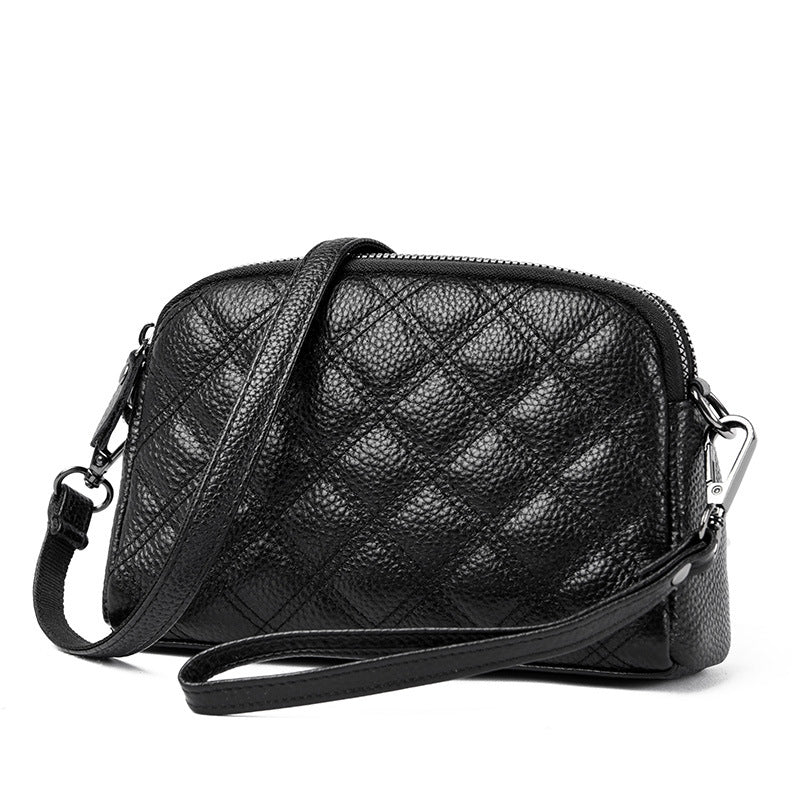 Genuine leather women's bag high-grade diamond-shaped ladies shoulder bag new style first layer cowhide crossbody bag handbag