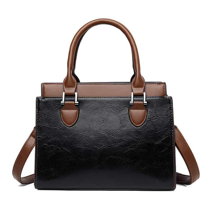 Genuine leather vintage texture large capacity handbag