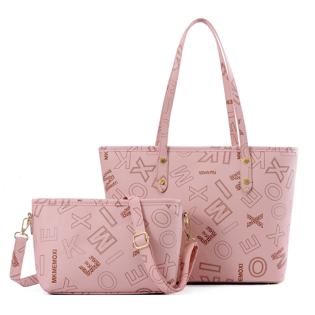 Printed mother-and-child bag two-piece set tote bag plaid large bag shoulder crossbody bag handbag