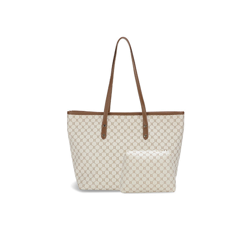Large capacity mother-and-child bag, shoulder bag, printed plaid tote bag, high-end handbag