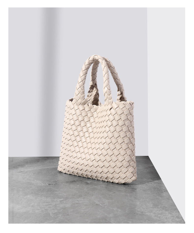 Hand-woven bucket bag genuine leather women's bag fashionable small tote bag handheld shoulder messenger bag